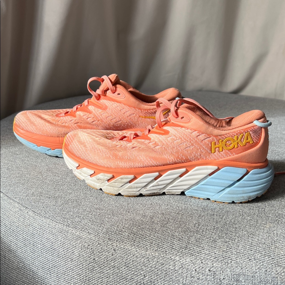 Hoka Graviota 4 Women's Coral and Sky Athletic Shoes